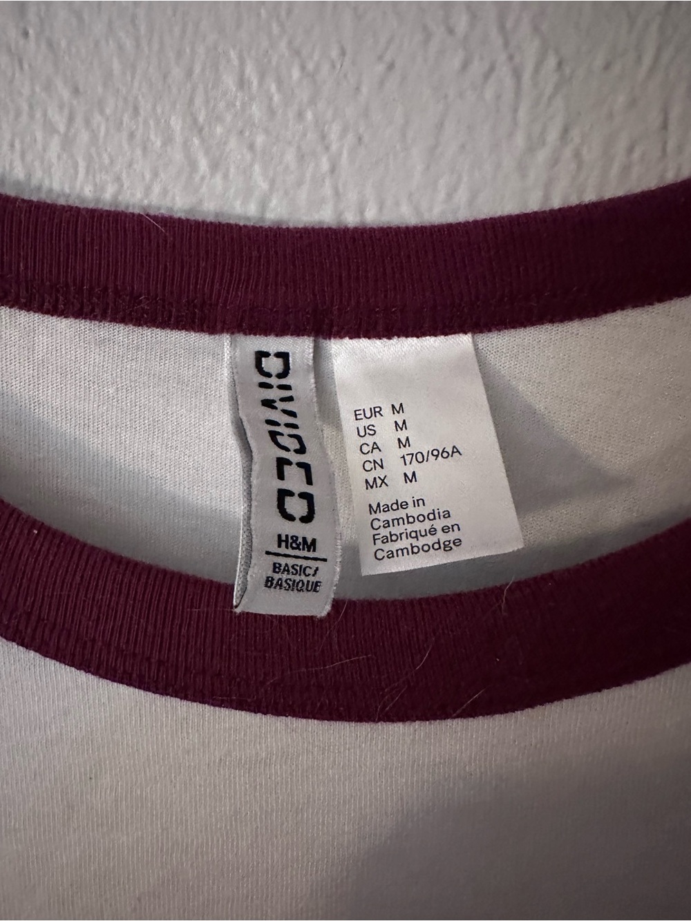 Divided White and Maroon Ringer Cropped Tee - Picture 2 of 2